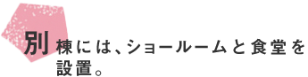 別棟には、ショールームと食堂を設置